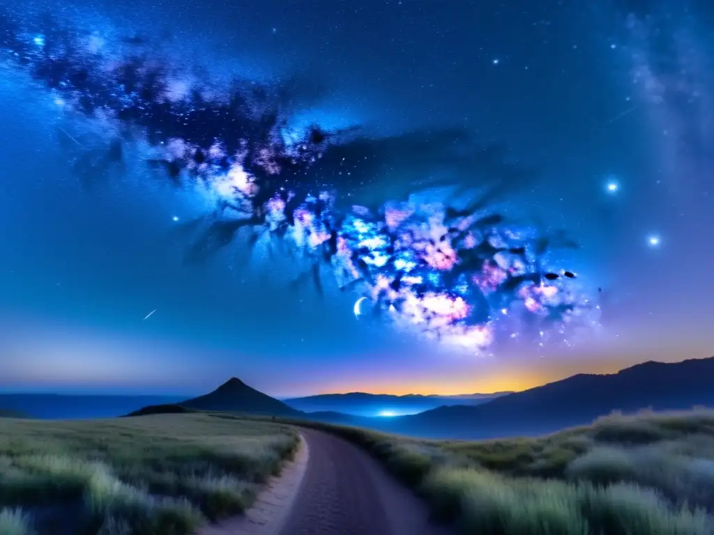 Impresionante vista nocturna del universo Descubrimiento asteroides Centauros: Noche estrellada con la Vía Láctea, nebulosas y galaxias distantes