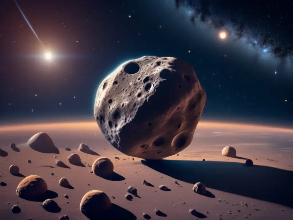 Asteroide 8k flotando en el espacio Descubrimiento de lunas ocultas en asteroides en el espacio