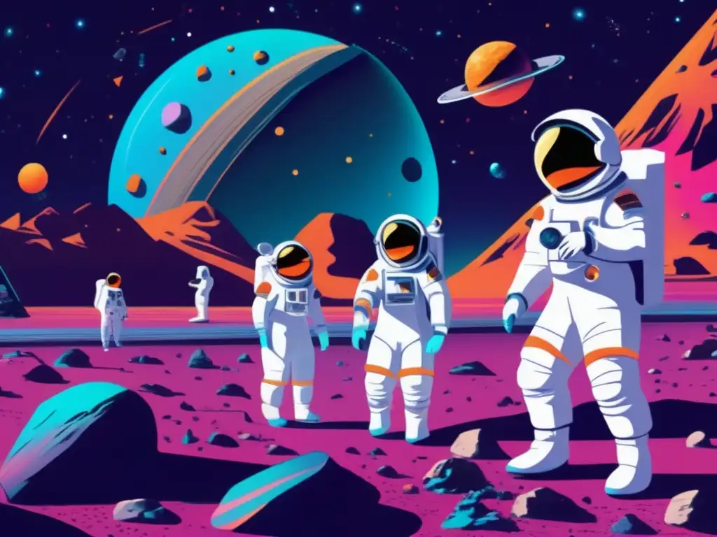 Exploración espacial futurista en asteroide Descubrimiento en misiones a asteroides: desafíos y oportunidades