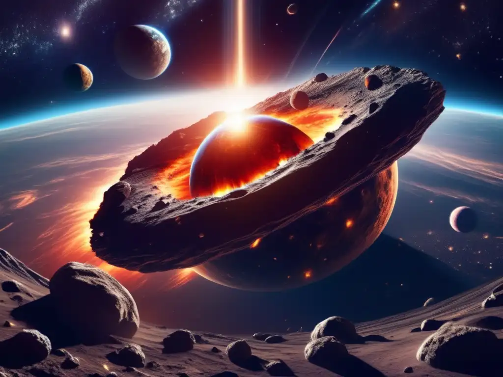 Asteroide amenazante acerca a la Tierra Descubrimientos sobre asteroides y universo: Asteroides amenazantes y la fragilidad de la Tierra en una escena cautivadora