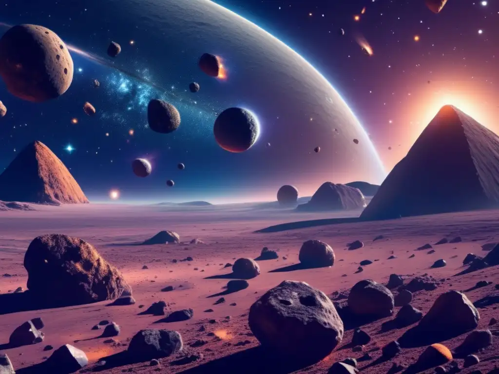 Maravillosa imagen del espacio con asteroides flotando Descubrimientos sobre asteroides y universo: imagen 8k de espacio con asteroides flotando y galaxias distantes