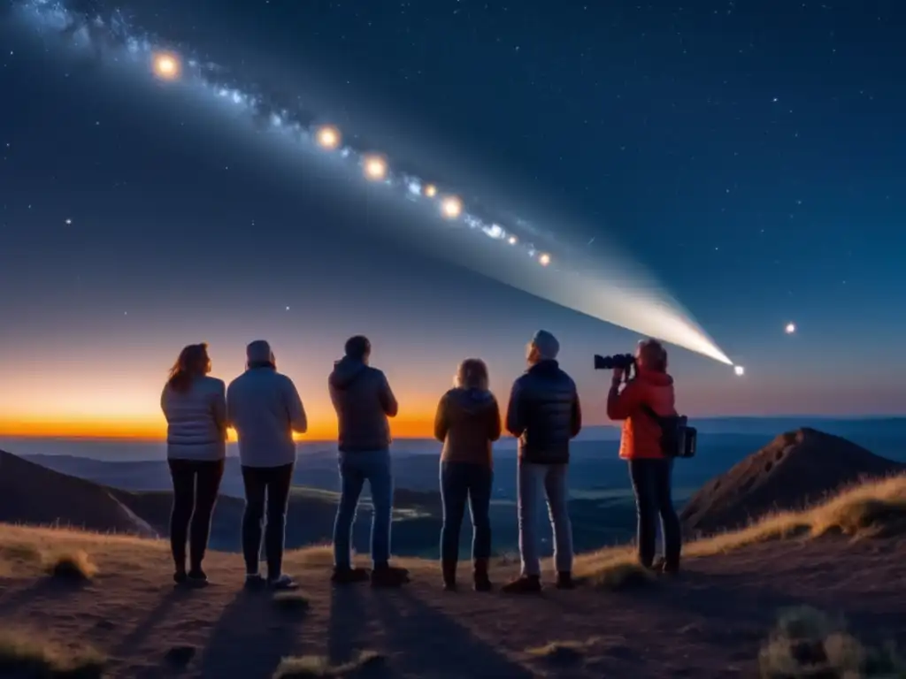 Apasionados astrónomos observando asteroides Descubrimientos astronómicos por aficionados de asteroides en una imagen de 8k ultra detallada