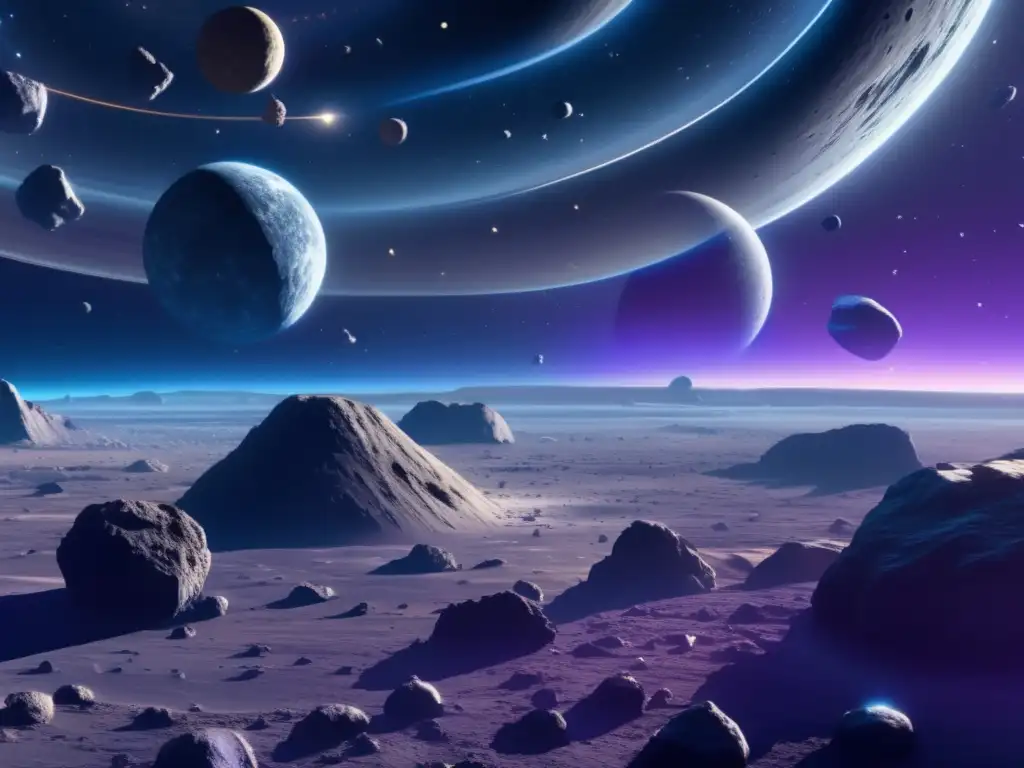 Asteroide cinturón: belleza y misterio Descubrimientos astronómicos sobre asteroides en un paisaje cósmico de gran belleza y misterio