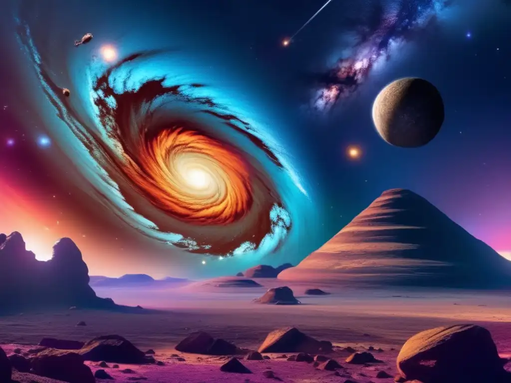 Galaxia con asteroide y aminoácidos Descubrimientos recientes: aminoácidos en asteroides