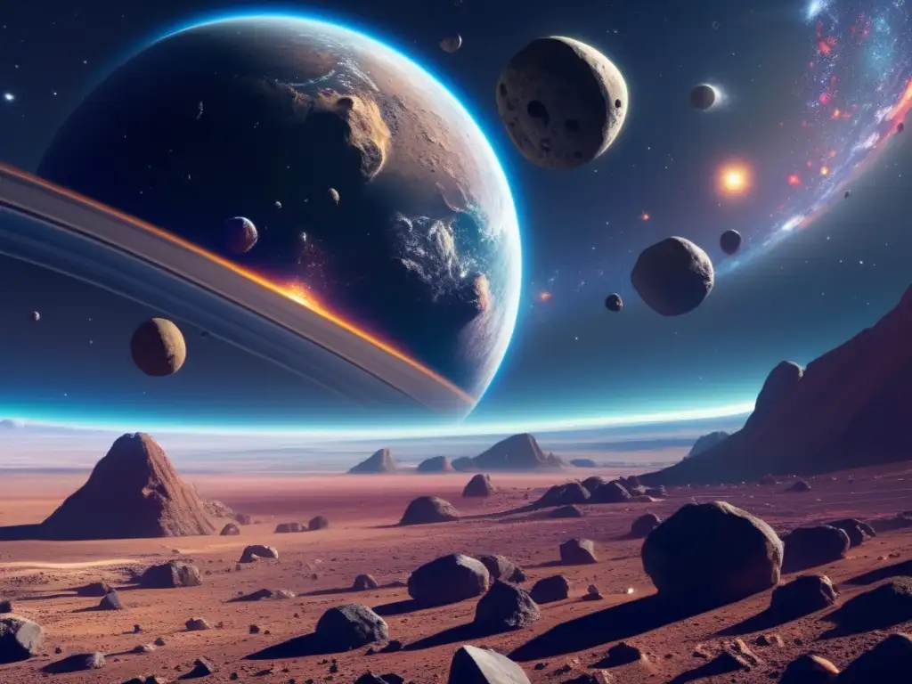 Asteroida vibrante con Earth en el fondo Descubrimientos recientes asteroides en el espacio
