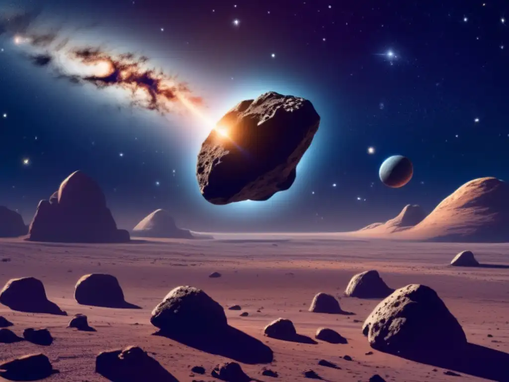 Asteroida flota en espacio estelar Desviación de asteroides por gravedad y radiación solar