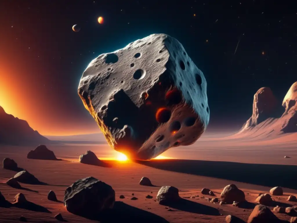 Asombrosa vista cercana de asteroide Stype en 8k Detalle fascinante de asteroide Stype, con texturas, colores y minerales