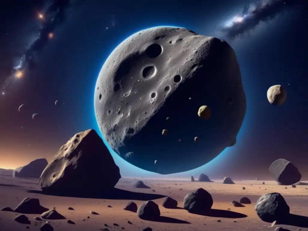 Asteroides cercanos: Tamaño y composición Detalle impresionante de asteroides cercanos a la Tierra, capturando diversidad y complejidad