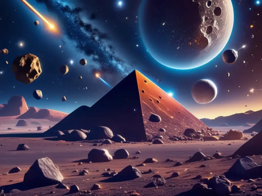 Detalles cósmicos de meteoroides, meteoritos y asteroides Diferencia entre meteoroides, meteoritos y asteroides en imagen cósmica detallada 8k