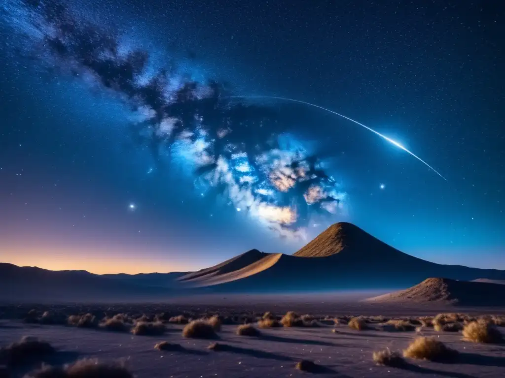 Impresionante imagen 8k del cielo nocturno con cometa y asteroides Diferencias entre asteroides y cometas en imagen astronómica de noche estrellada