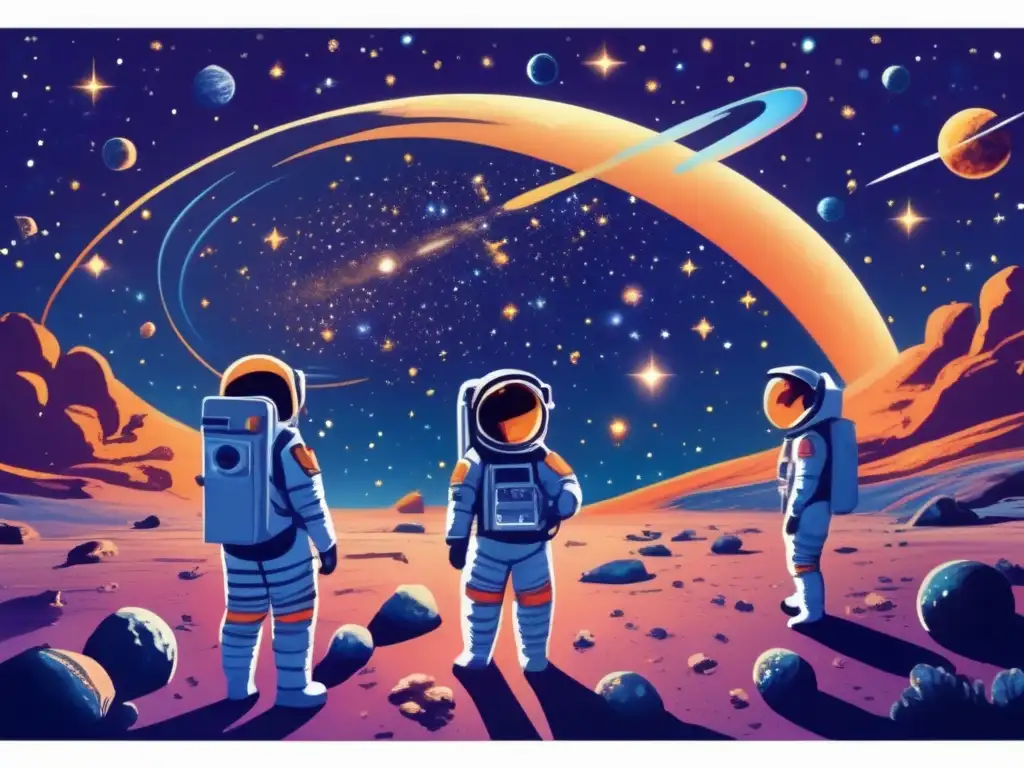 Exploración cósmica y recolección de meteoritos Diferencias entre meteorito y meteoroide: Astronautas recolectando y estudiando meteoritos en el espacio