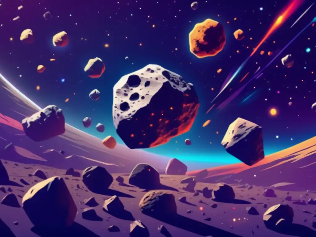 Asteroide flotante en el espacio Dinámica asteroides simulaciones digitales en campo de asteroides espaciales