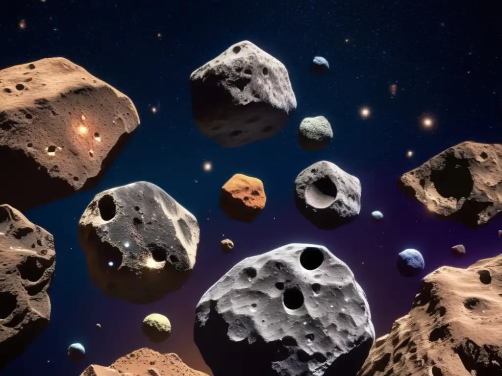 Grupo de asteroides irregulares suspendidos en el espacio profundo Explorando la diversidad de asteroides en el cosmos