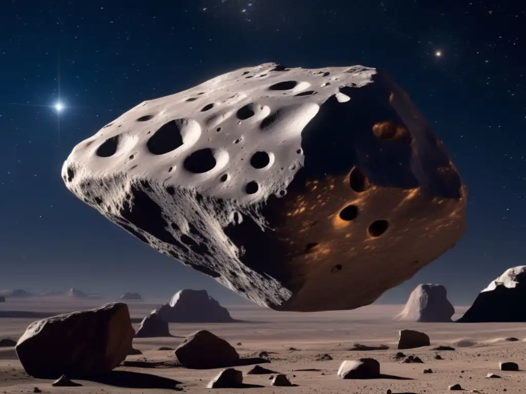 Irregular asteroide flotando en el espacio Explorando la diversidad de asteroides en el espacio