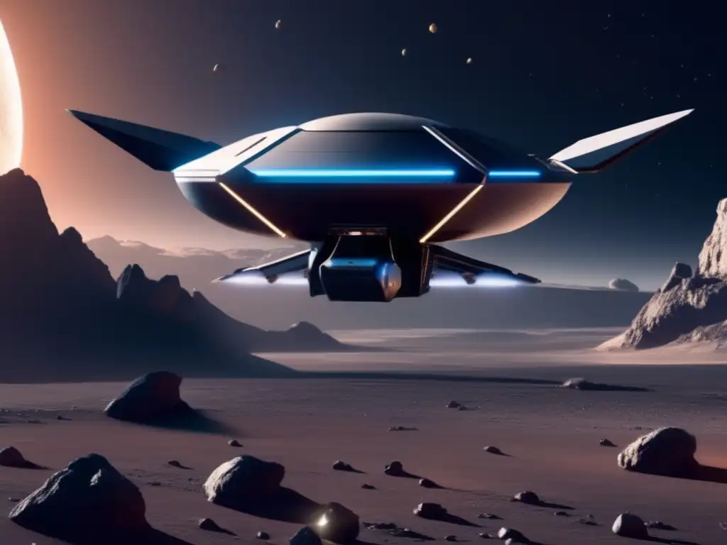 Drone espacial en asteroide Drones espaciales mapeando asteroides en 8K