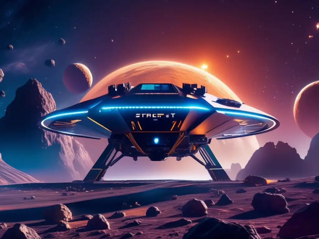Empresas privadas minería asteroides: Operación futurista de minería espacial en asteroide