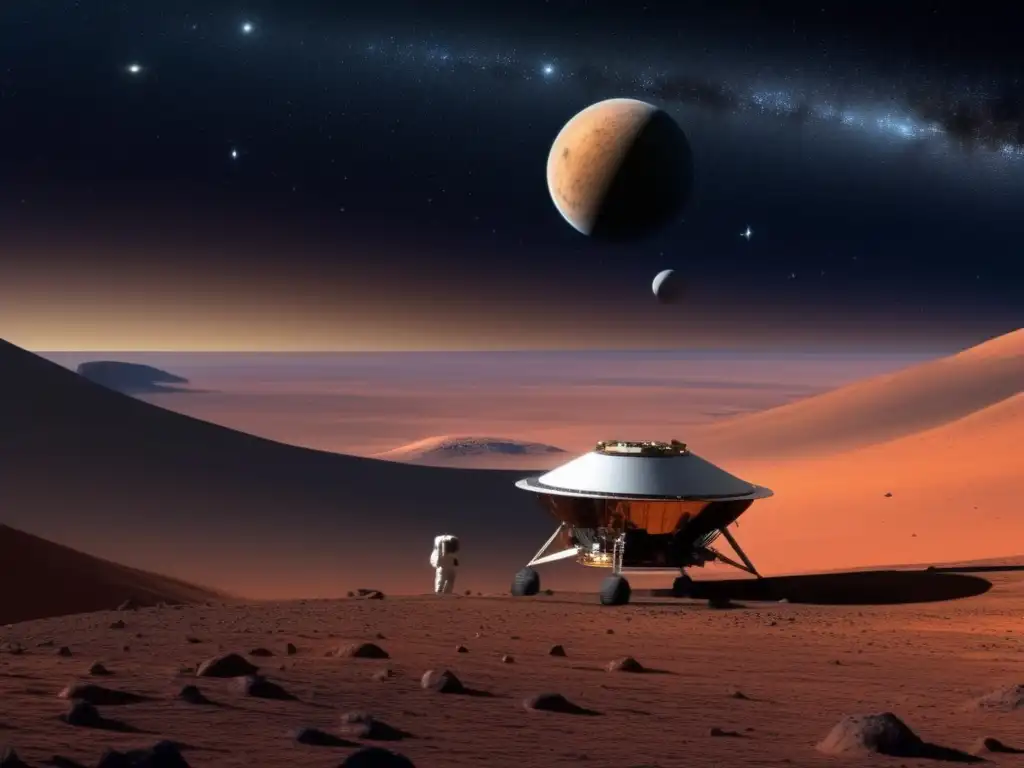 Explorando enanos del Cinturón de Kuiper: nave espacial sobre planeta enano, capturando imágenes y datos