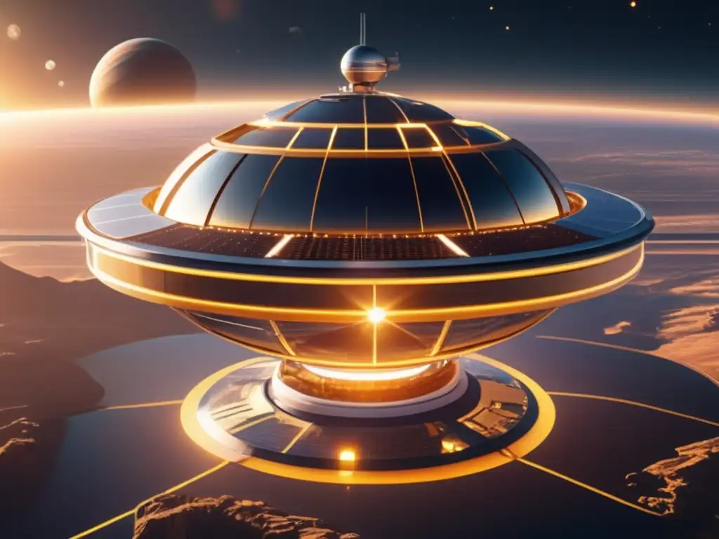 Estación espacial solar futurista orbitando la Tierra Energía solar espacial: Viabilidad futurista de energía limpia y sostenible desde una estación espacial