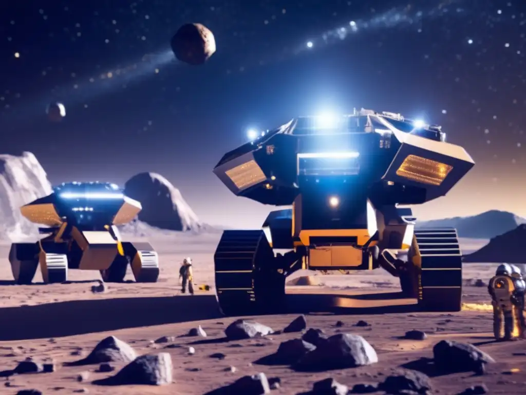 Equipo de extracción de metales preciosos en asteroide