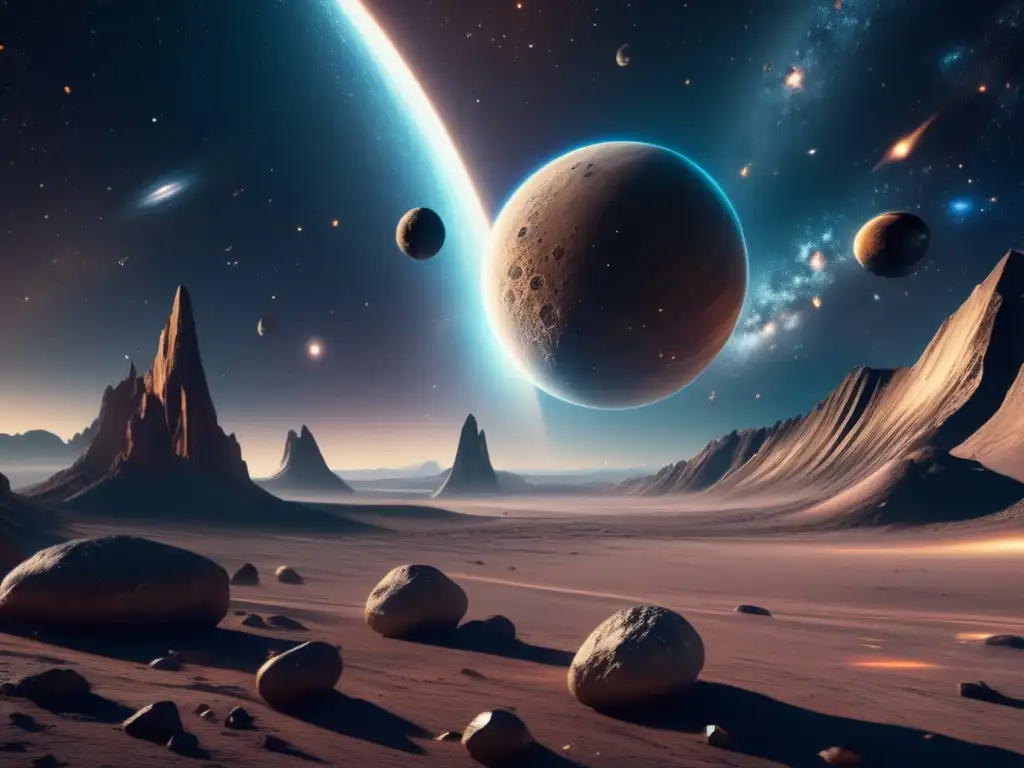 Asteroide gigante en el espacio Escena asombrosa de película de ciencia ficción en el espacio con asteroide amenazante (Películas sobre asteroides y análisis crítico)