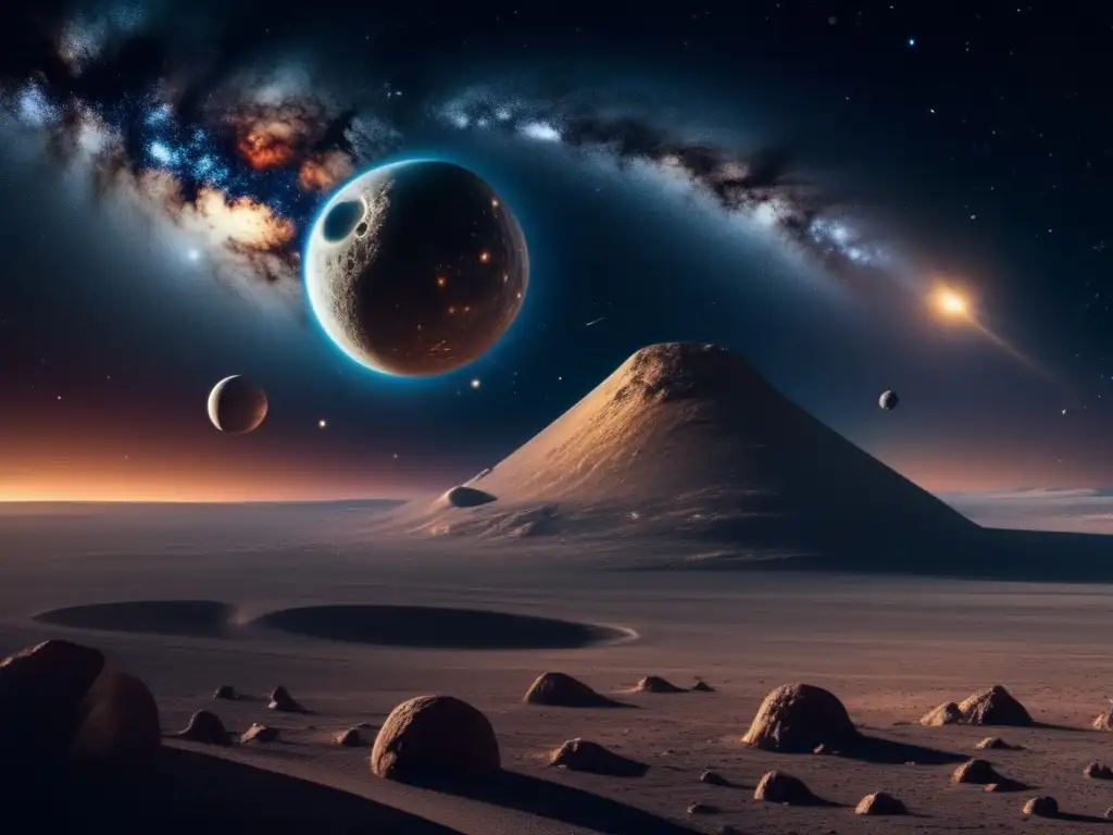 Amenaza cósmica: asteroide mortal Escena dramática: asteroides en curso de colisión con la Tierra