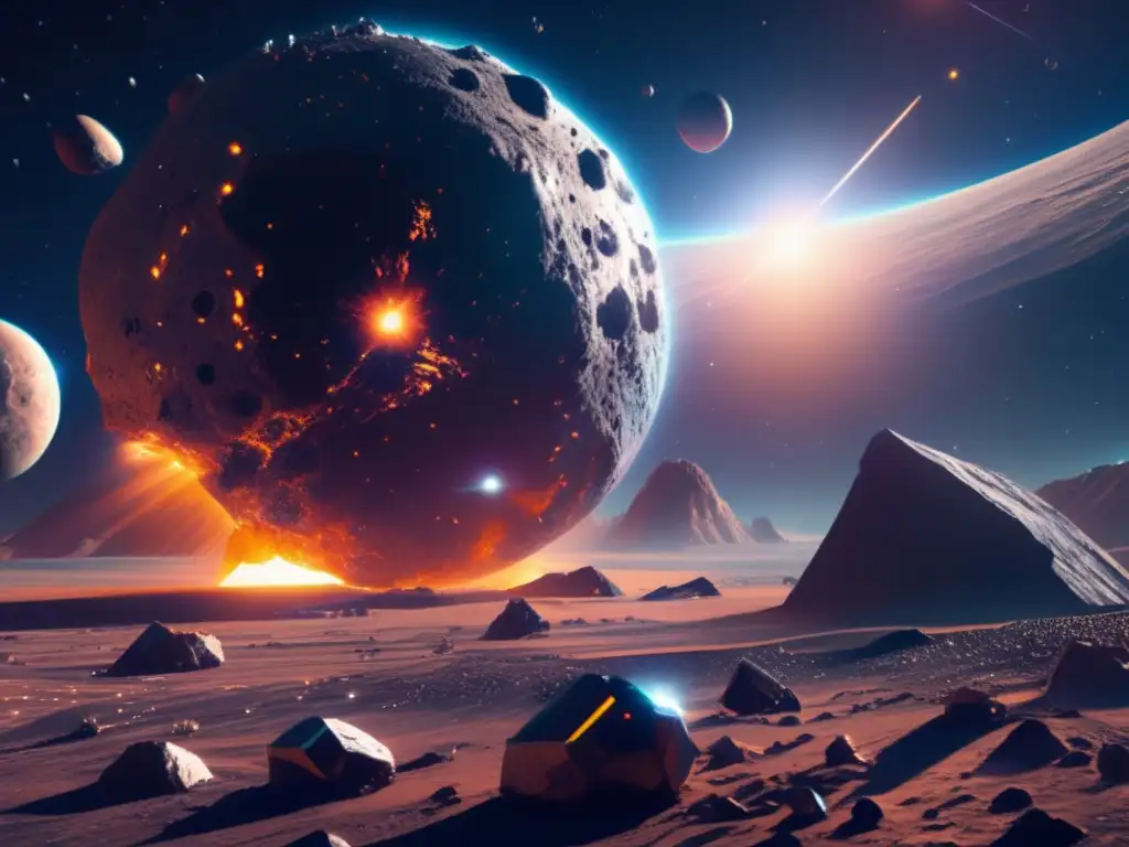 Futuro minero en el espacio Escena futurista de asteroides en videojuegos de acción: Guía de supervivencia en asteroides