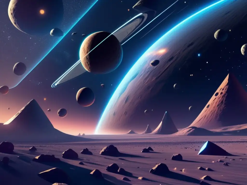 Exploración espacial: Asteroides y nave avanzada Escenario espacial con asteroides: Conflictos y cooperación geopolítica