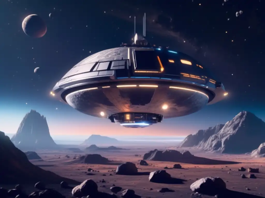 Estación espacial futurista orbitando asteroide Estación espacial futurista orbitando asteroide: regulación de armas militares en asteroides