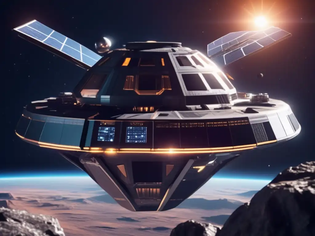 Estación espacial futurista en asteroide: Exploración de asteroides para combustible interplanetario
