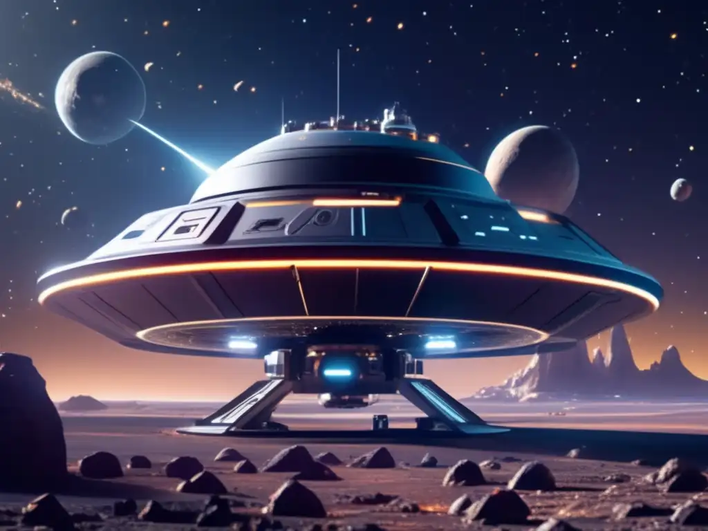 Estación espacial futurista en asteroide: Exploración y explotación de asteroides