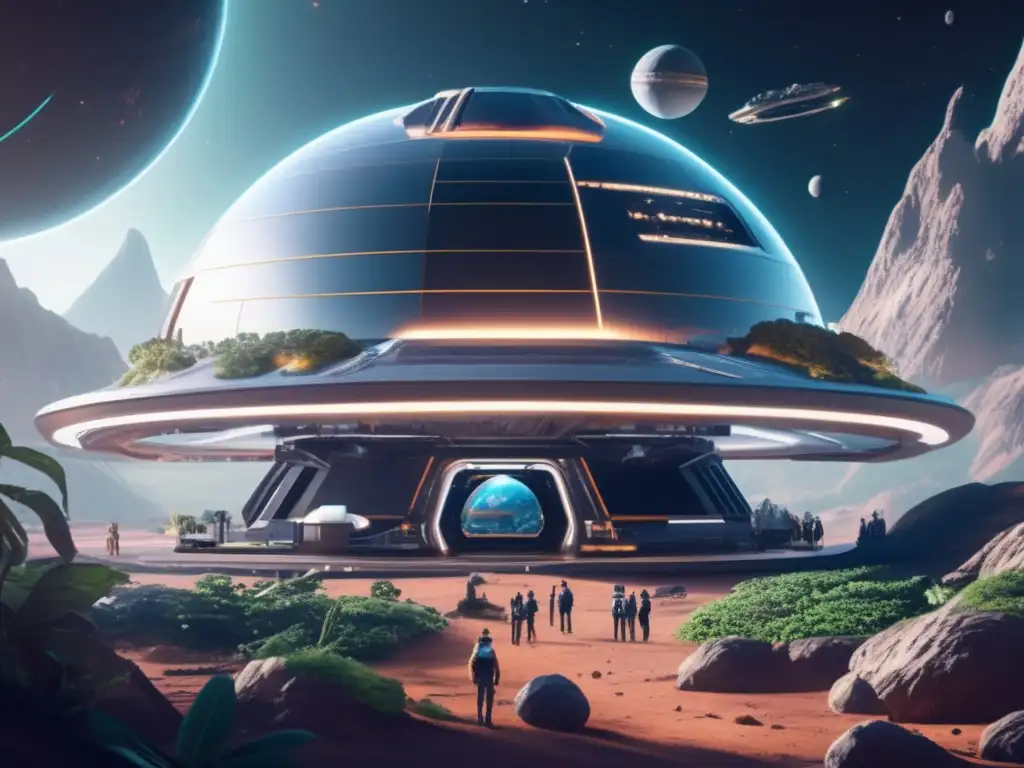 Futurista estación espacial en asteroide Estación espacial futurista en asteroide: exploración y explotación de asteroides