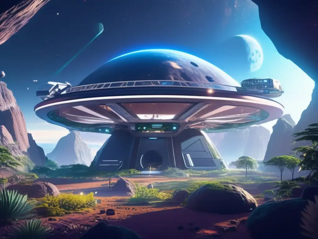 Estación espacial futurista en asteroide: beneficios de terraformación de asteroides