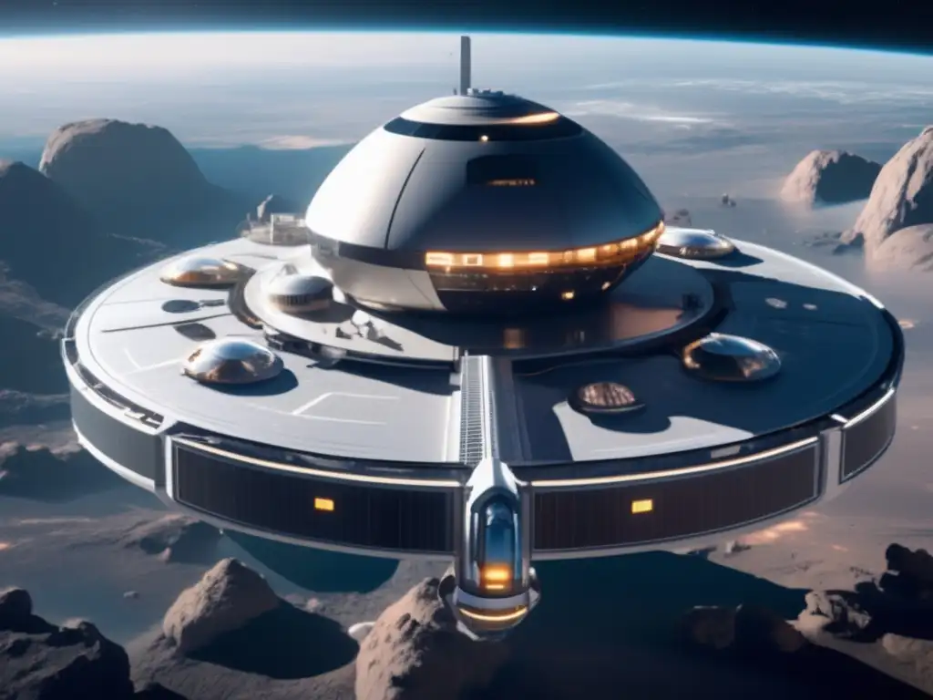 Estación espacial futurista en asteroide: combustible interplanetario y exploración de asteroides