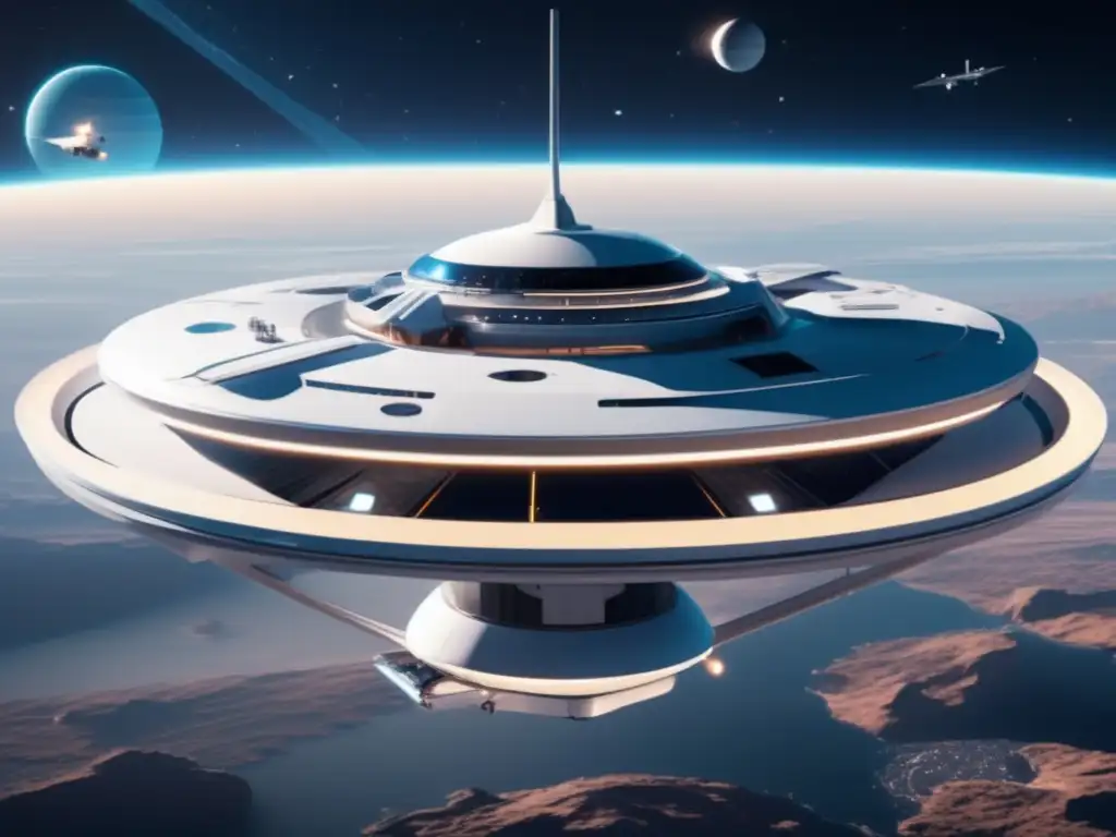 Estación espacial y robots desvían asteroide Estación espacial futurista desviando asteroide: Implicaciones políticas y seguridad