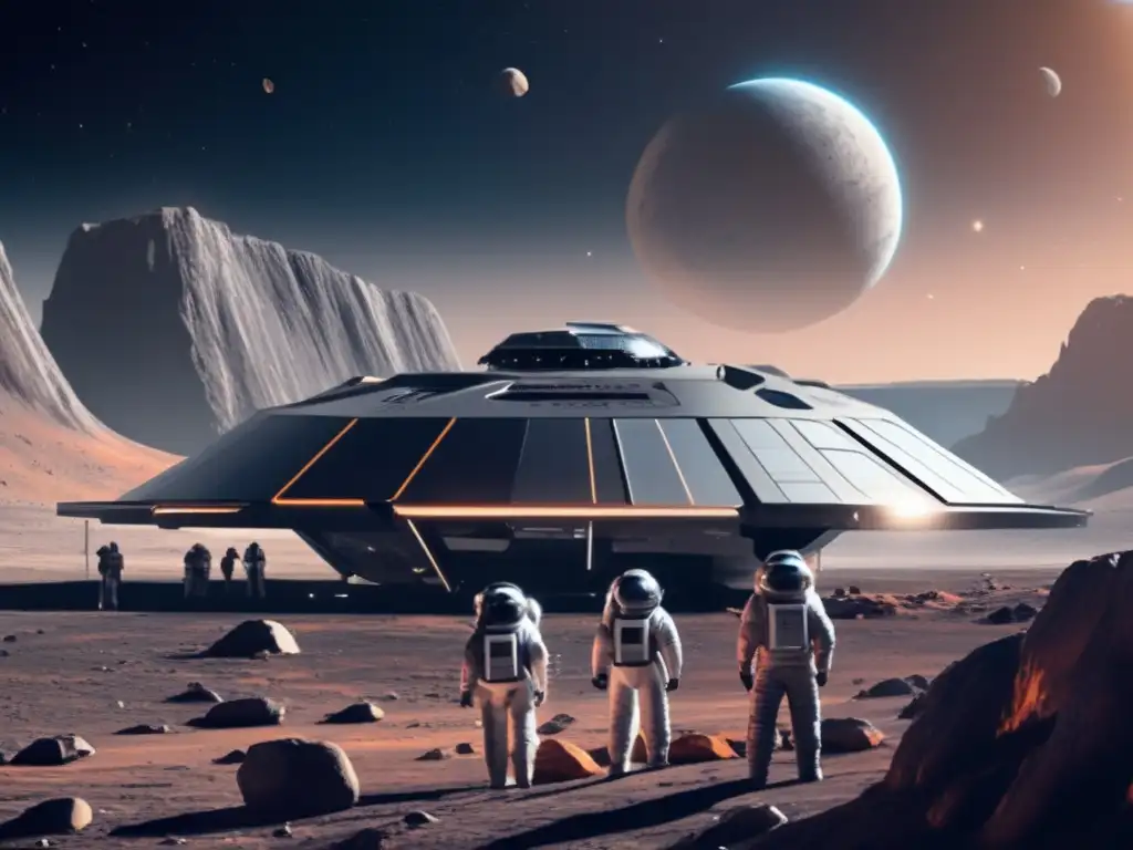 Estación espacial futurista en asteroide Estación espacial futurista en asteroide: ingenieros adaptando vida terrestre (110 caracteres)