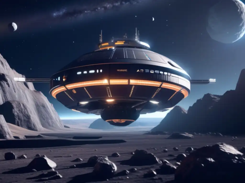 Estación espacial futurista orbitando asteroide Estación espacial futurista orbitando asteroide: Jurisdicción de los asteroides en acuerdo lunar