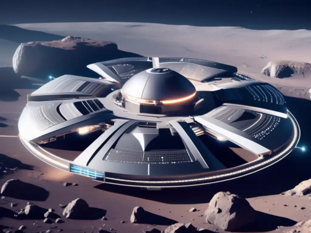 Estación espacial futurista en asteroide Estación espacial futurista en asteroide: Planificación de extracción de recursos asteroidales