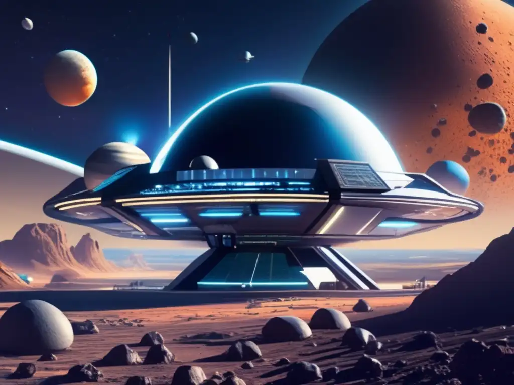 Estación espacial futurista en asteroides: minería y desafíos