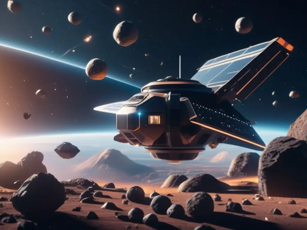 Estación espacial futurista y asteroides: Estrategias defensa planetaria NEOs