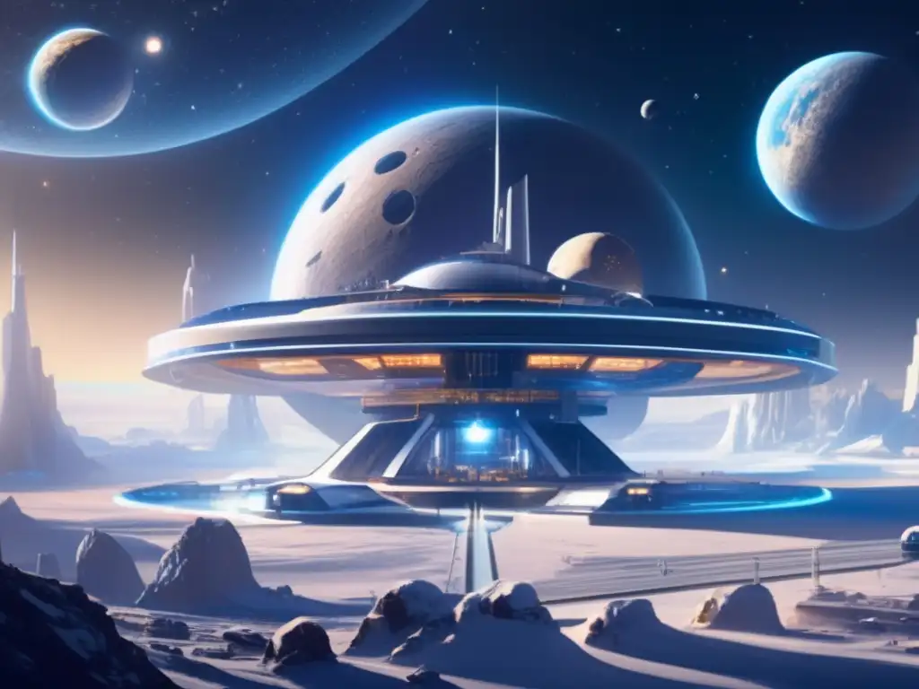 Estación espacial futurista y asteroides como recursos hídricos en el cosmos