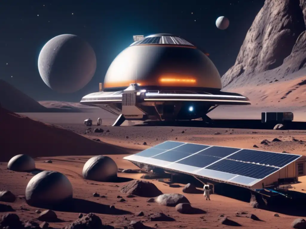 Futurista estación espacial en Ceres Estación espacial futurista en el cinturón de asteroides: exploración y explotación de asteroides