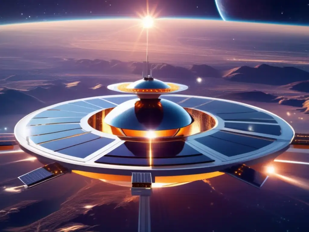 Estación espacial futurista capturando energía solar: potencial de energía solar espacial para países en desarrollo