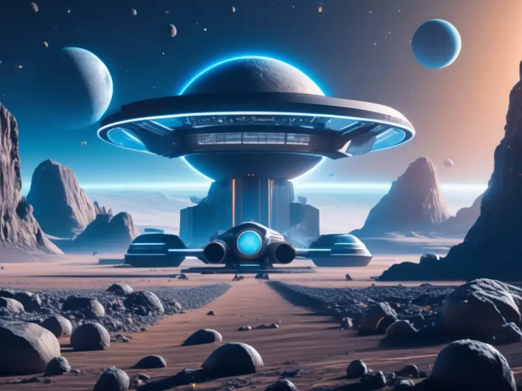 Estación espacial futurista extrae energía sostenible de asteroides