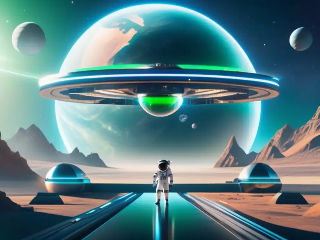 Estación espacial futurista en el espacio Estación espacial futurista en el espacio, astronautas realizando investigaciones y experimentos