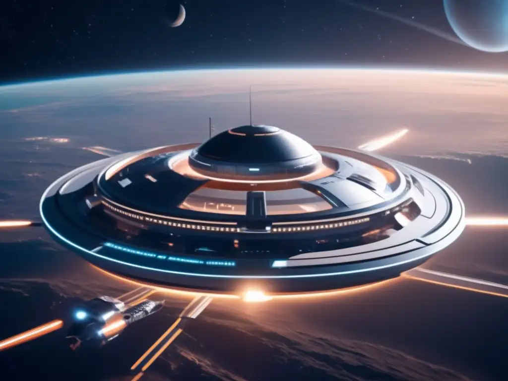 Estación espacial futurista en el espacio Estación espacial futurista en el espacio con defensa planetaria: inversiones y políticas clave
