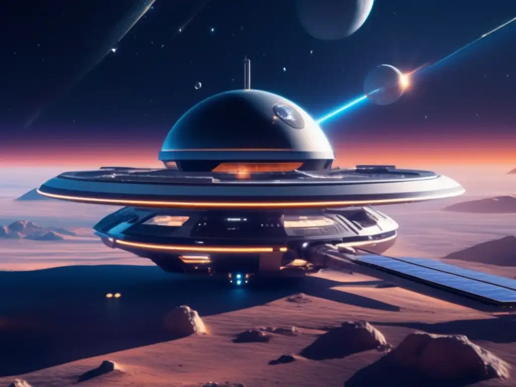 Estación espacial futurista en el espacio Estación espacial futurista en el espacio, con extracción de recursos espaciales rentable