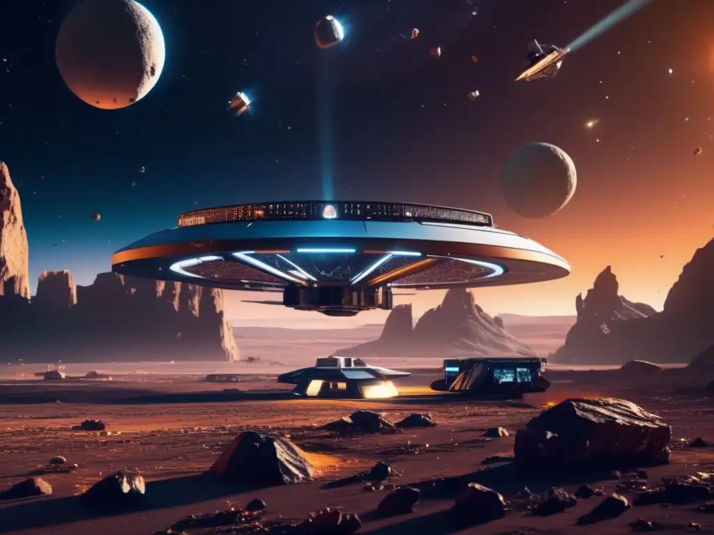Estación espacial futurista en medio de asteroides Estación espacial futurista en medio de asteroides: Reciclaje de asteroides para economía espacial