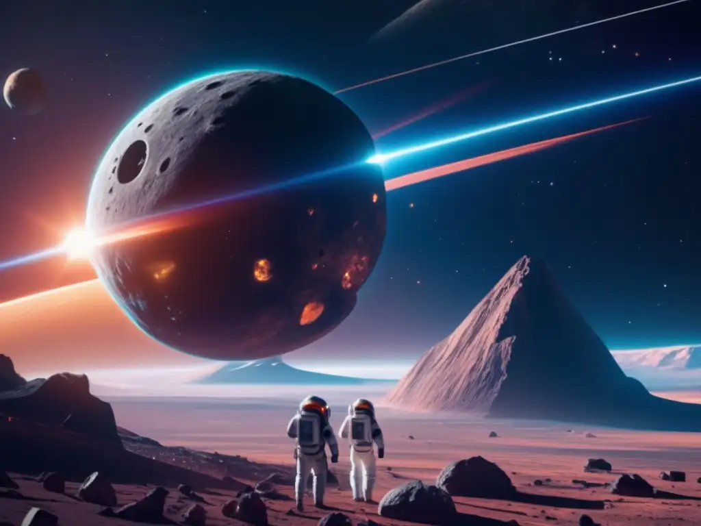 Estación espacial futurista en órbita de asteroide, científicos estudian impacto asteroides biodiversidad terrestre
