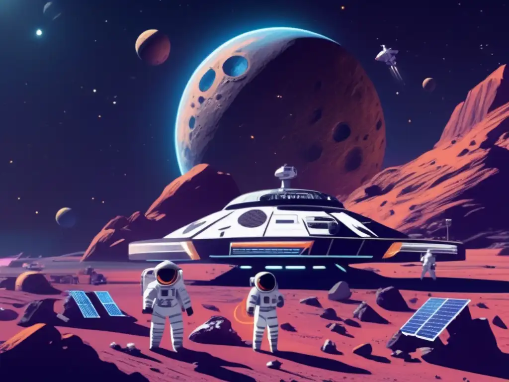 Estación espacial futurista en asteroide Estación espacial futurista en órbita de asteroide: financiamiento para misiones a asteroides, desafíos y oportunidades