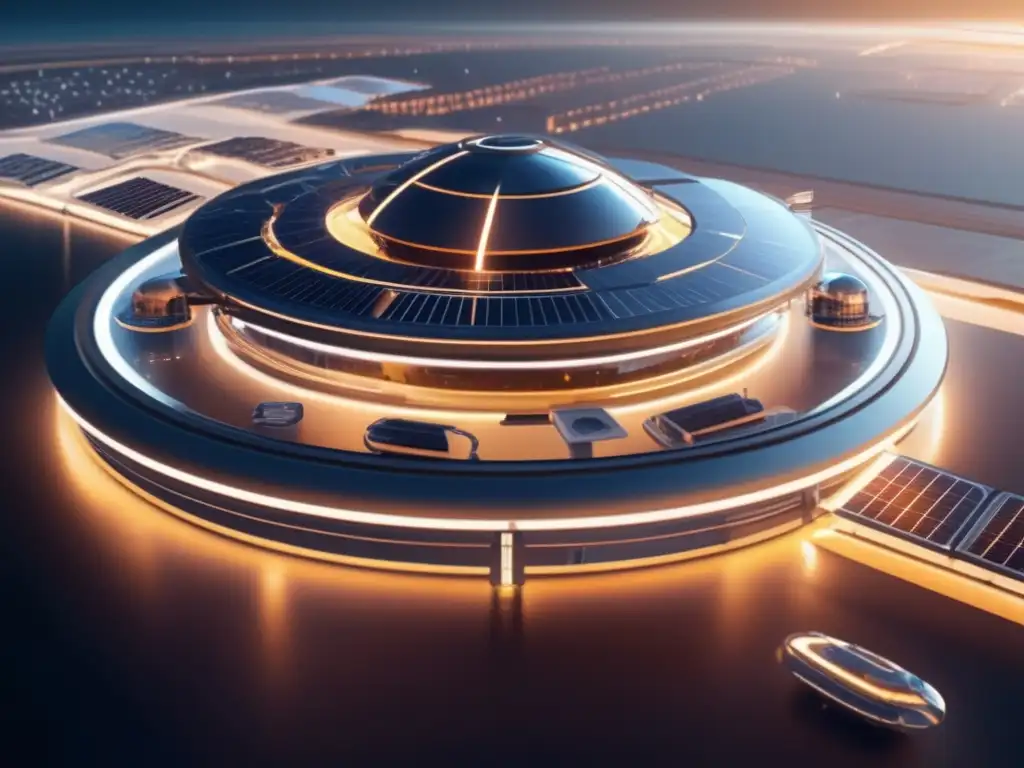 Estación espacial futurista con paneles solares Estación espacial futurista con paneles solares, muestra el potencial de la energía solar en el espacio